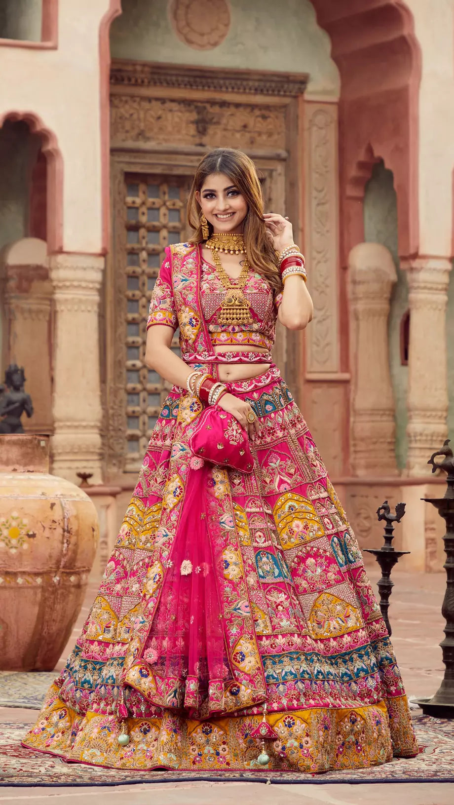 Pink bridal lehenga online best sale