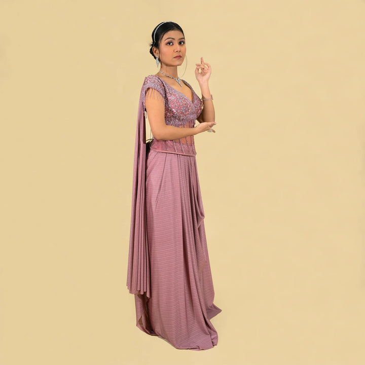 Dhoti style drape saree