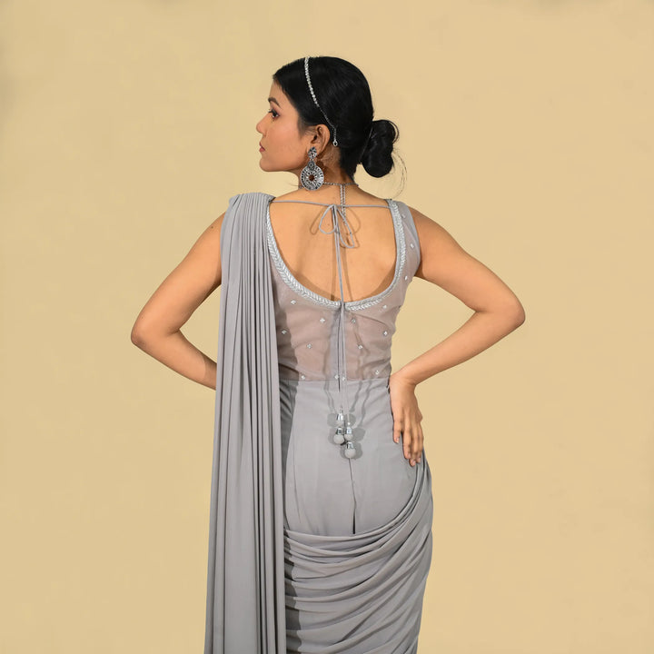 western gown in drape saree