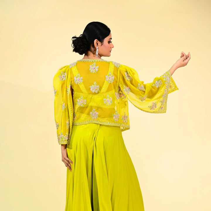 Trendy Crop Top Sharara Ensemble with Shrug Style