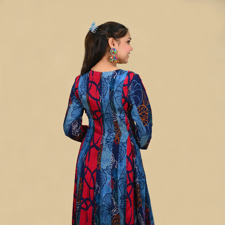Full Sleeve Anarkali Printed Suit