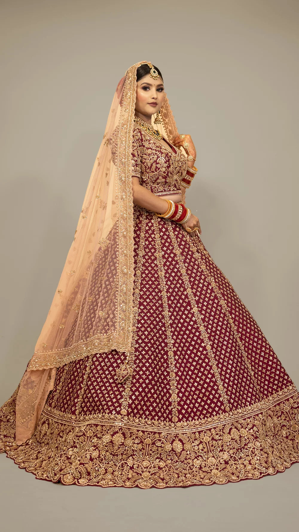 Load image into Gallery viewer, Wine raw silk traditional lehenga choli with hand embroidery
