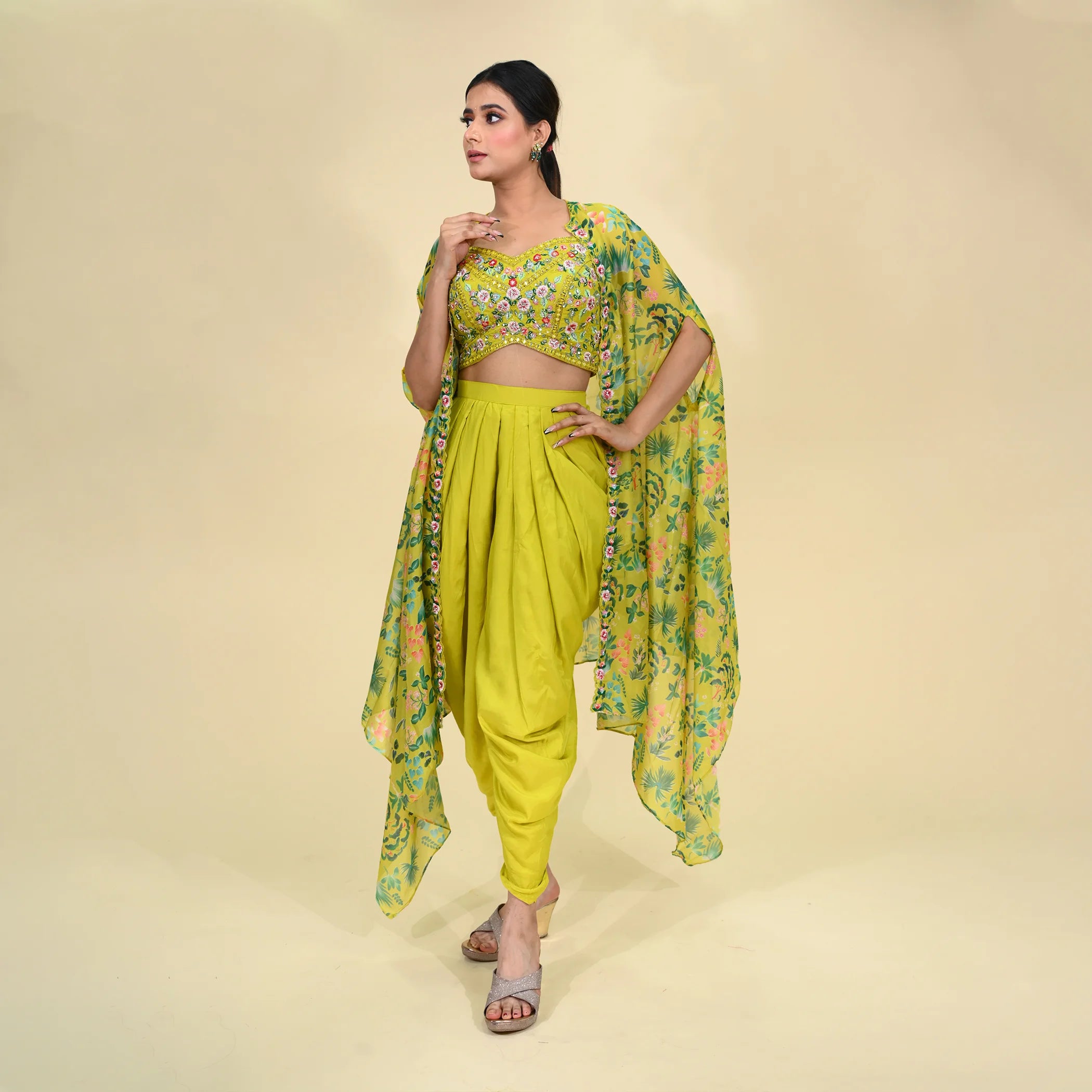 Crop Top With Dhoti Pants Indo Western Dress Blouse With Dhoti, Indian  Dress | eBay