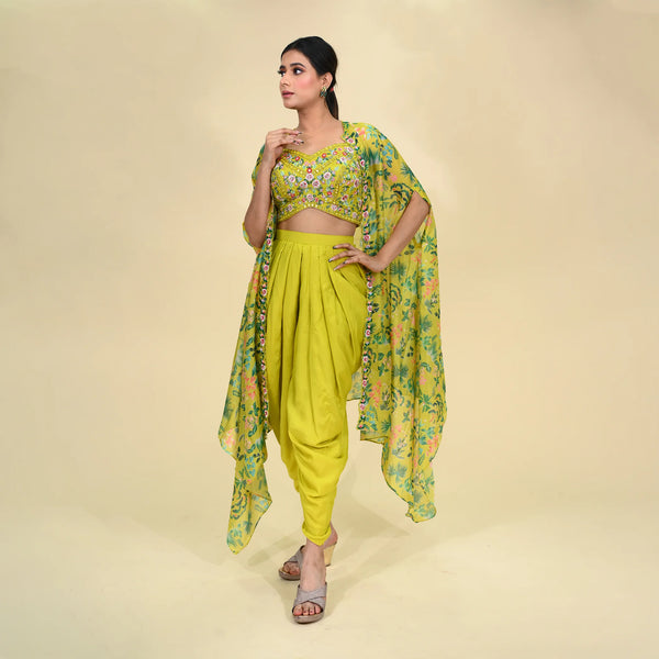 Crop top with dhoti pattern
