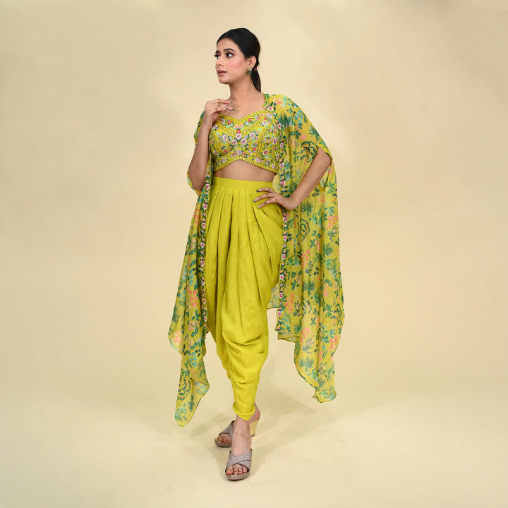 Crop top with dhoti pattern