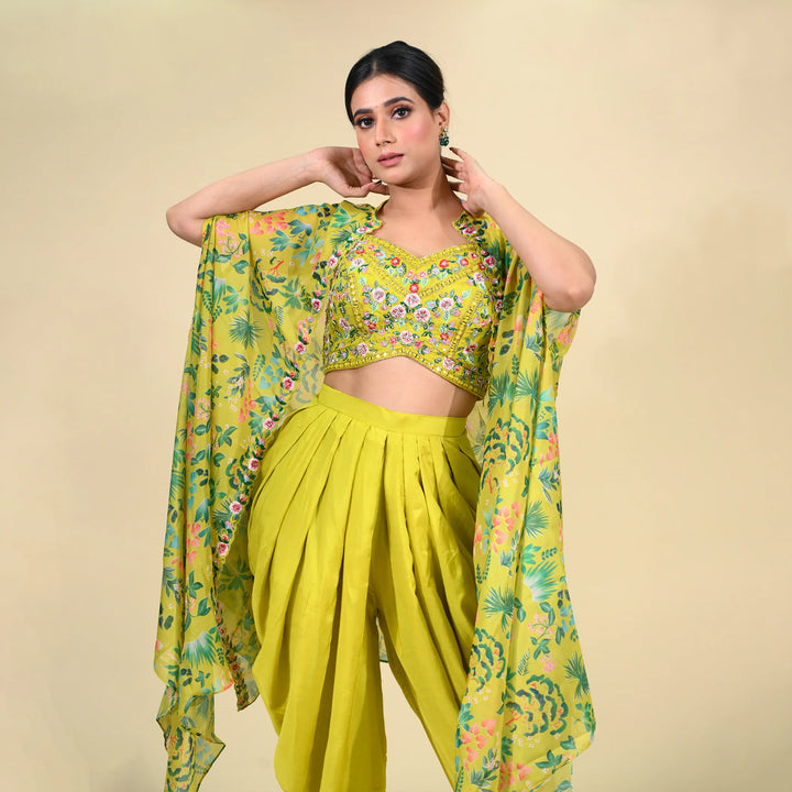 Crop top with dhoti pattern
