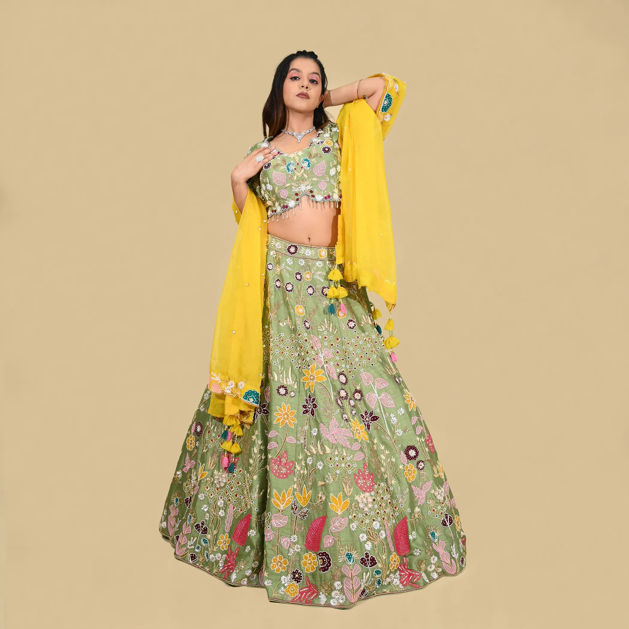 Buy Classic off White Banarasi Party Wear Lehenga Choli With Dupatta  ,indian Designer Pea Green Lehenga Choli Online in India - Etsy