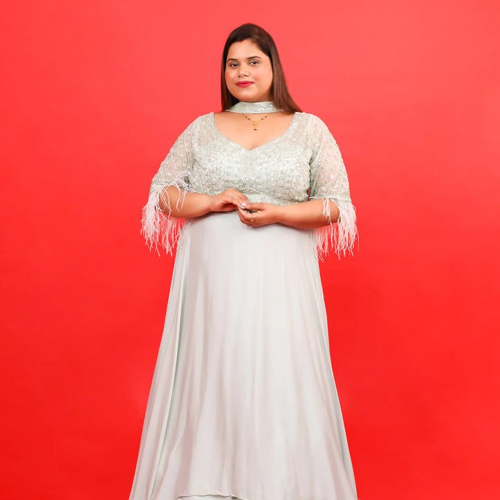 Anarkali Gown with Choker Dupatta- Vastrachowk