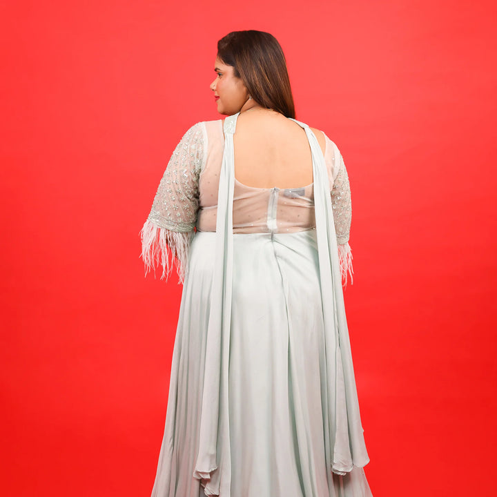 Anarkali Gown with Choker Dupatta- Vastrachowk