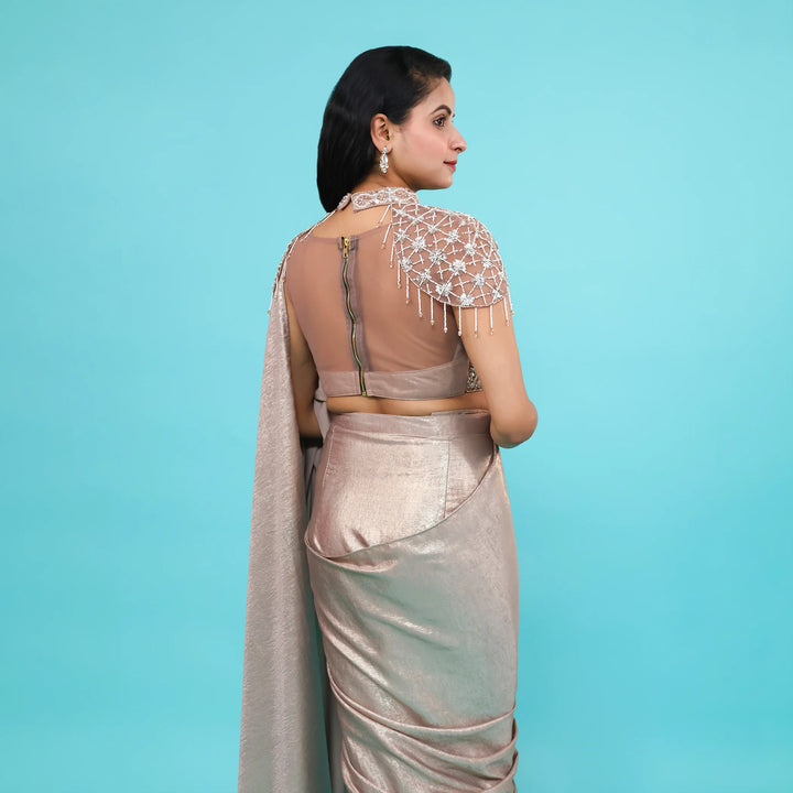 Beige Drape Saree- Vastrachowk