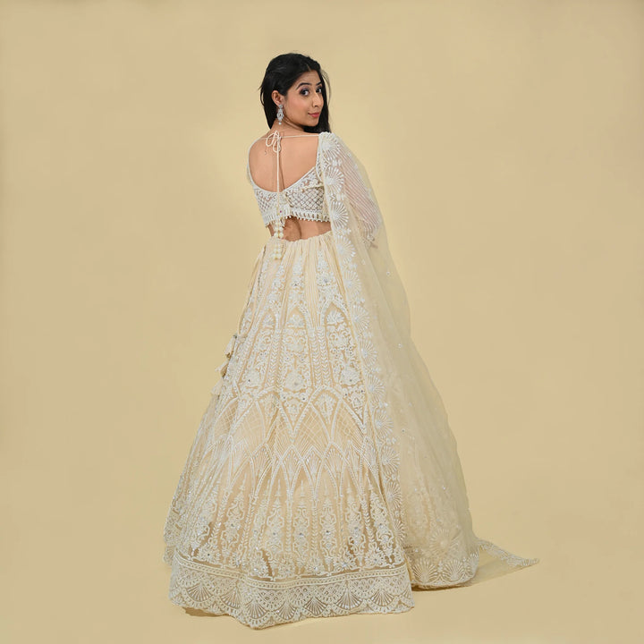 Vastrachowk Nude Crop Top Celebration Lehenga - vastrachowk