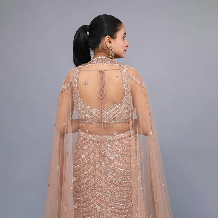 Ceremonial Crop Top Mermaid Style Lehenga- Vastrachowk