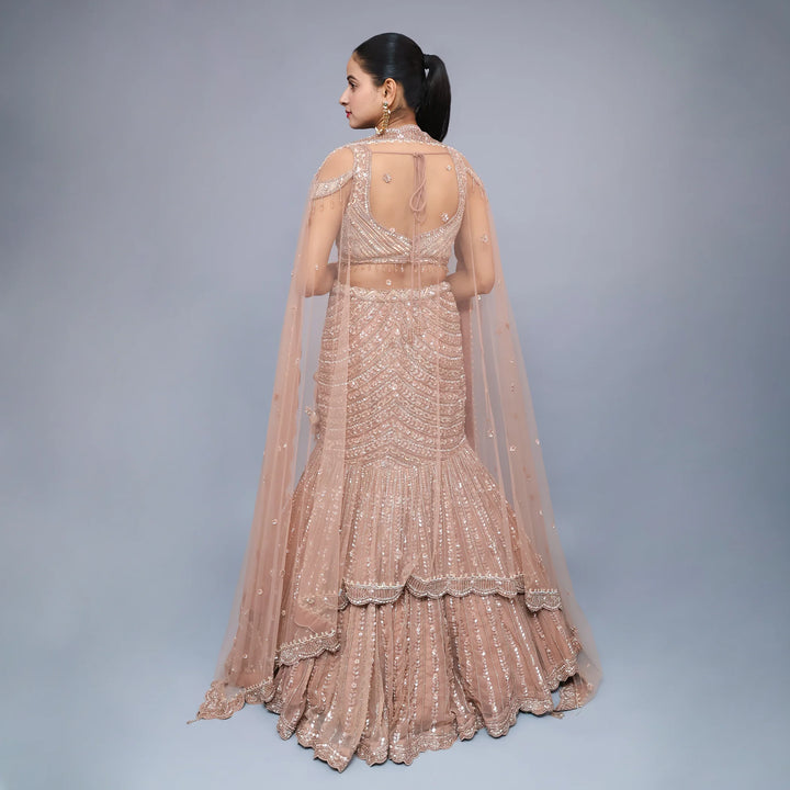 Ceremonial Crop Top Mermaid Style Lehenga- Vastrachowk