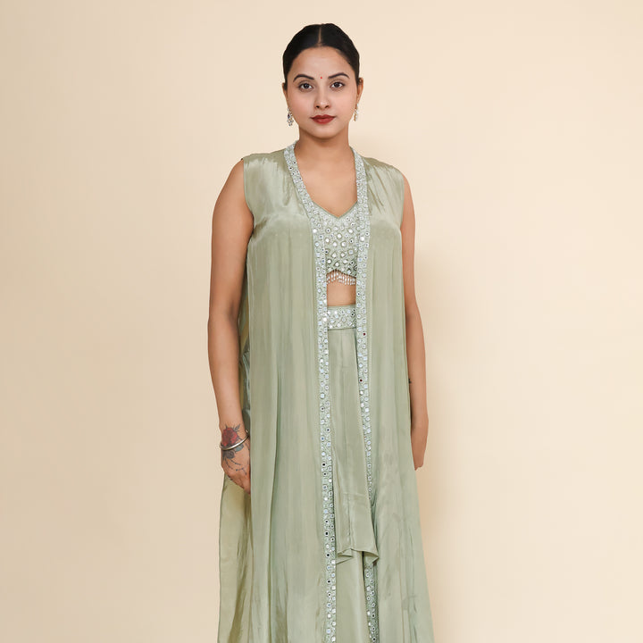 Crop Top Sharara Drape Style- Vastrachowk