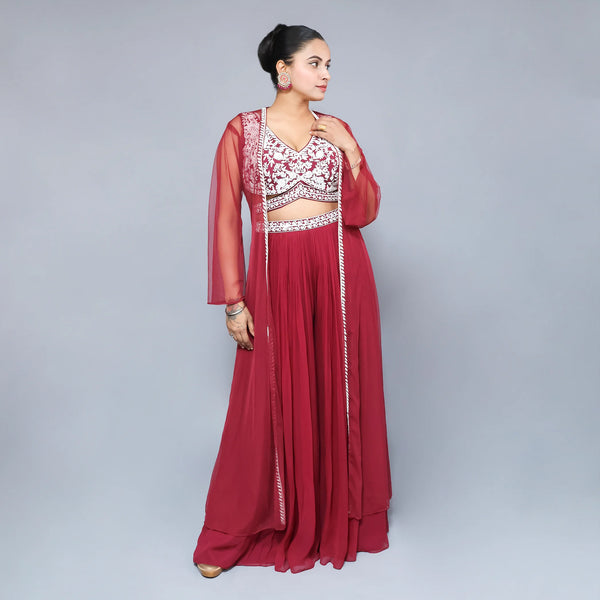 Crop Top Sharara Shrug Style- Vastrachowk