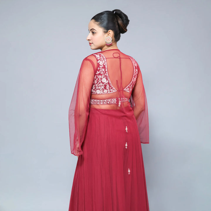 Crop Top Sharara Shrug Style- Vastrachowk