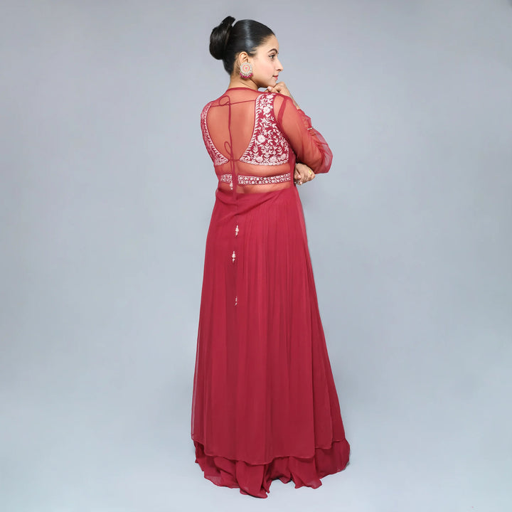 Crop Top Sharara Shrug Style- Vastrachowk