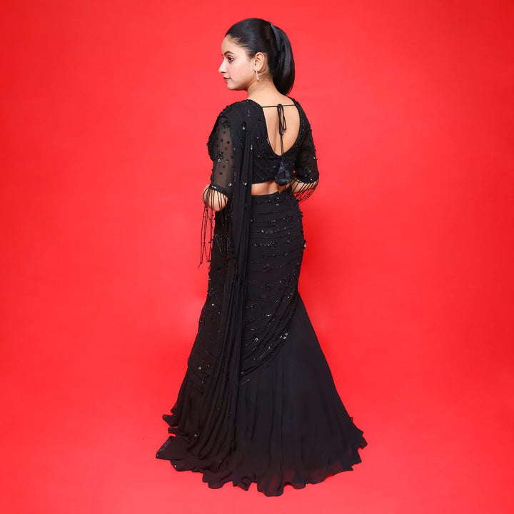 Crop Top Skirt in Drape Style- Vastrachowk