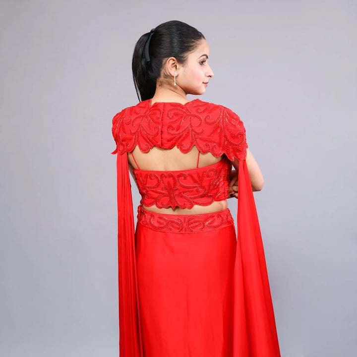 Drape Saree with long Cape- Vastrachowk