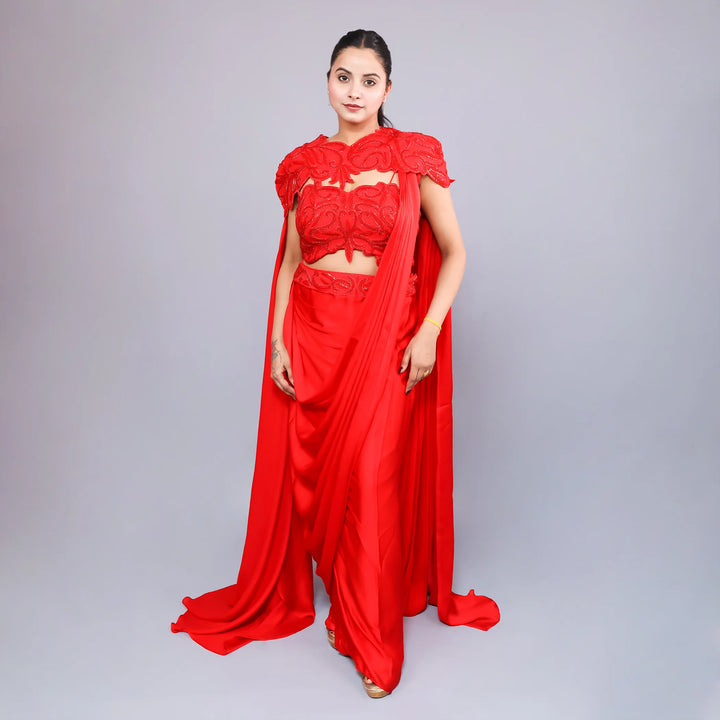 Drape Saree with long Cape