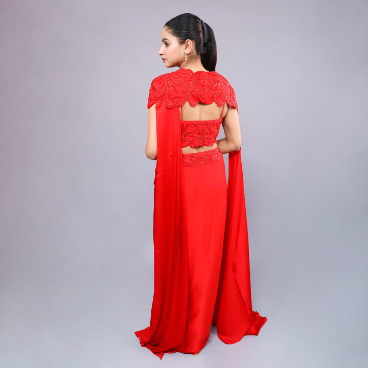 Drape Saree with long Cape- Vastrachowk