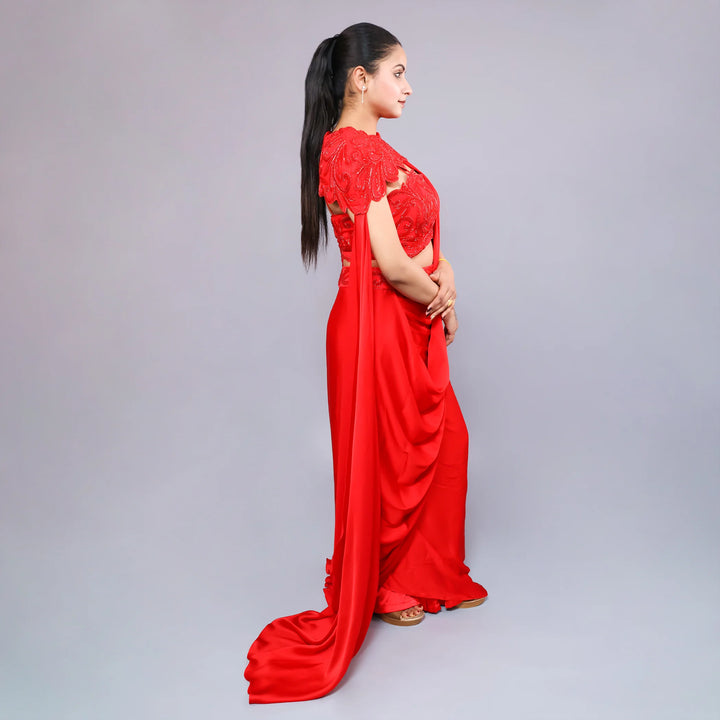 Drape Saree with long Cape- Vastrachowk