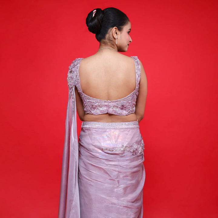 Drape Style Crop Top with Skirt Set- vastrachowk