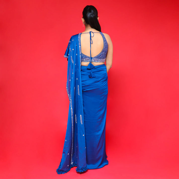 Drape Style Skirt with Attached Pallu- Vastrachowk