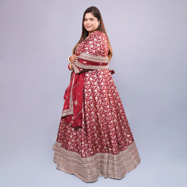 Elegant Broket Anarkali Gown with Dupatta Vastrachowk