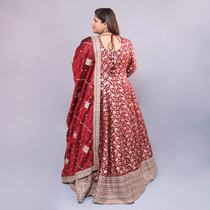 Elegant Broket Anarkali Gown with Dupatta Vastrachowk