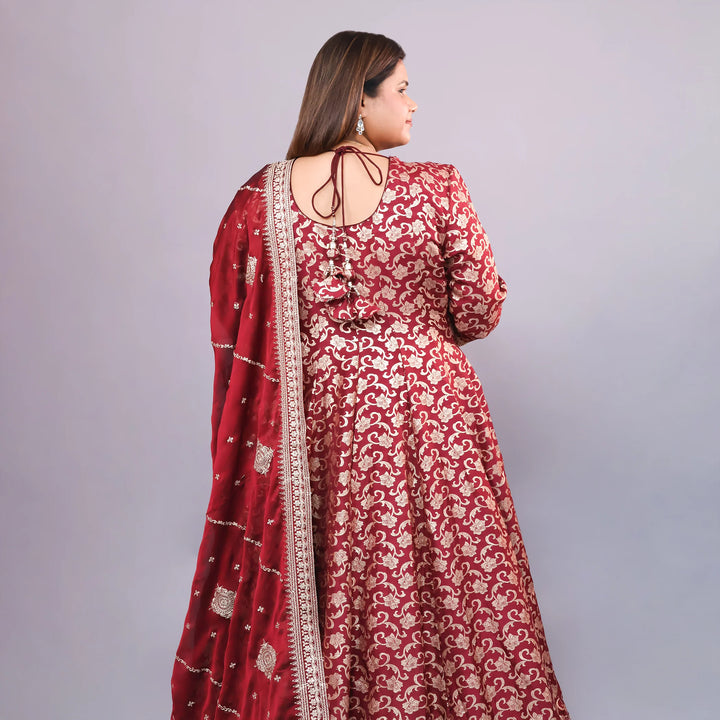 Elegant Broket Anarkali Gown with Dupatta Vastrachowk