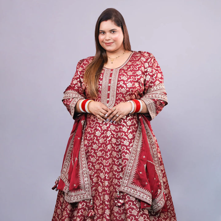 Elegant Broket Anarkali Gown with Dupatta Vastrachowk