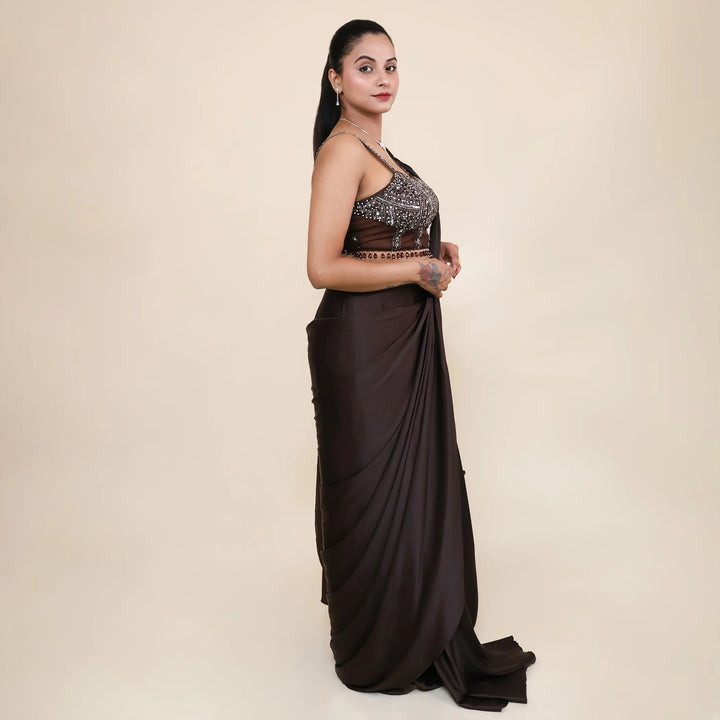 Elegant Designer Drape Saree- Vastrachowk