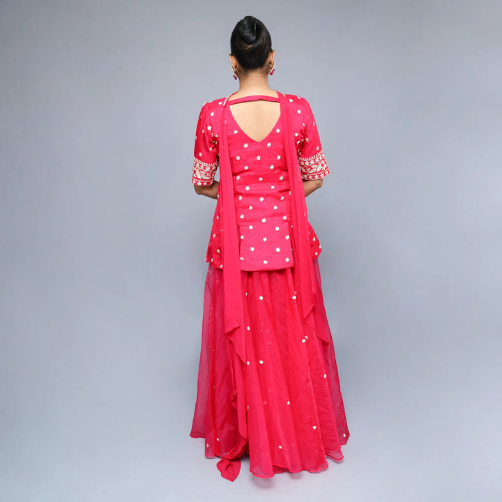 Elegant Long Shirt Sharara Suit- Vastrachowk