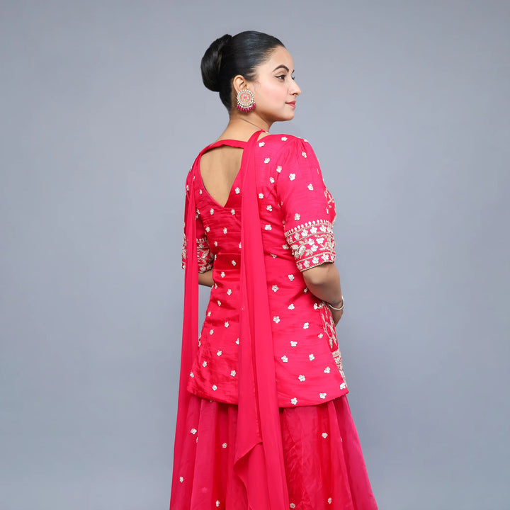 Elegant Long Shirt Sharara Suit- Vastrachowk