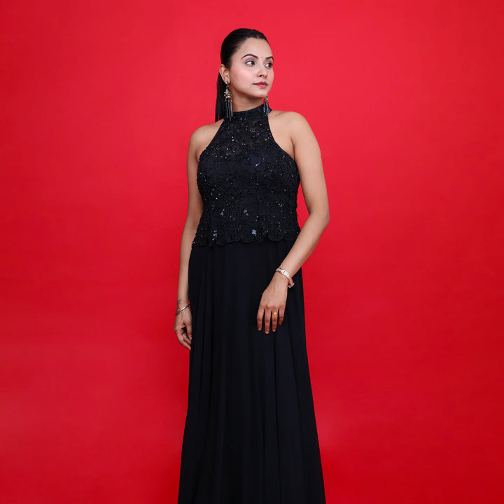 Elegant Straight Floor-Length One-Piece Gown- Vastrachowk