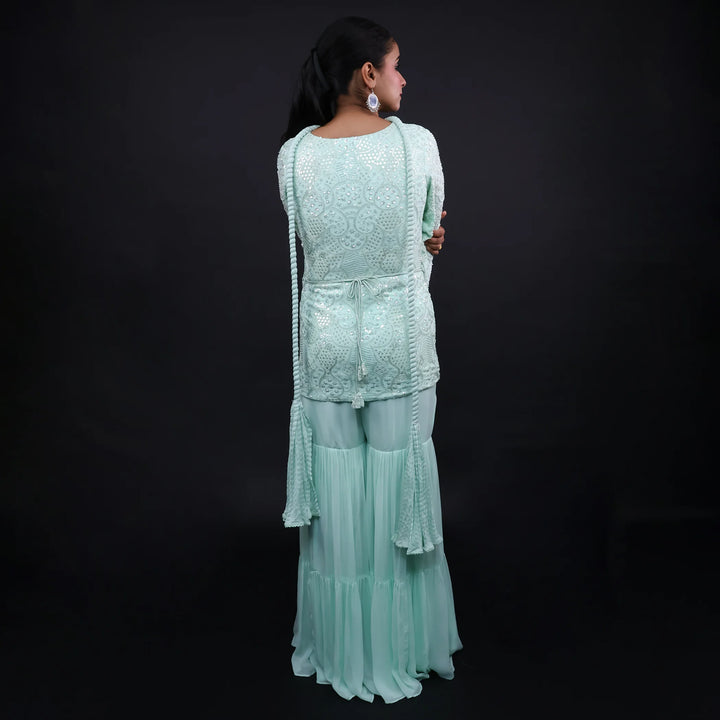 Elegant Straight Suit with Sharara- Vastrachowk