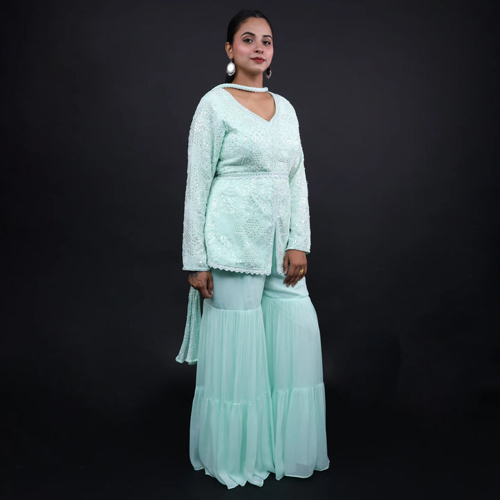 Elegant Straight Suit with Sharara