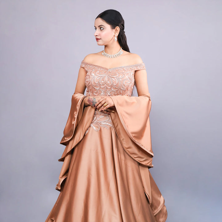 Elegant Western Crop Top Skirt Set- Vastrachowk