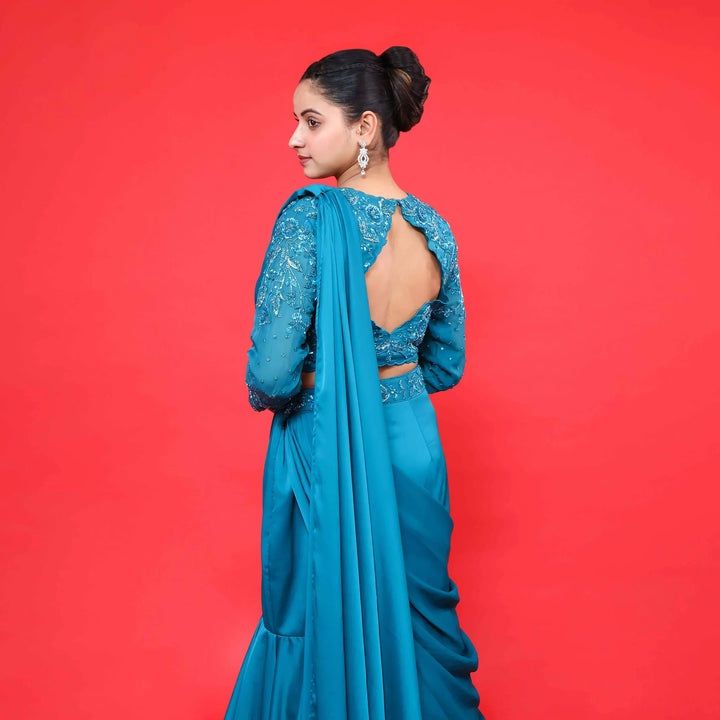 Fish cut lehenga with drape -Vastrachowk