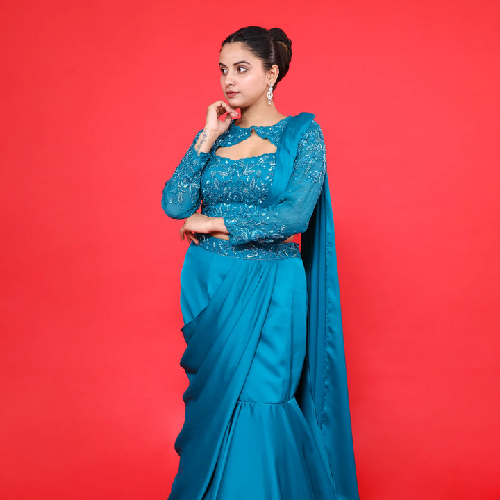 Fish cut lehenga with drape - Vastrachowk