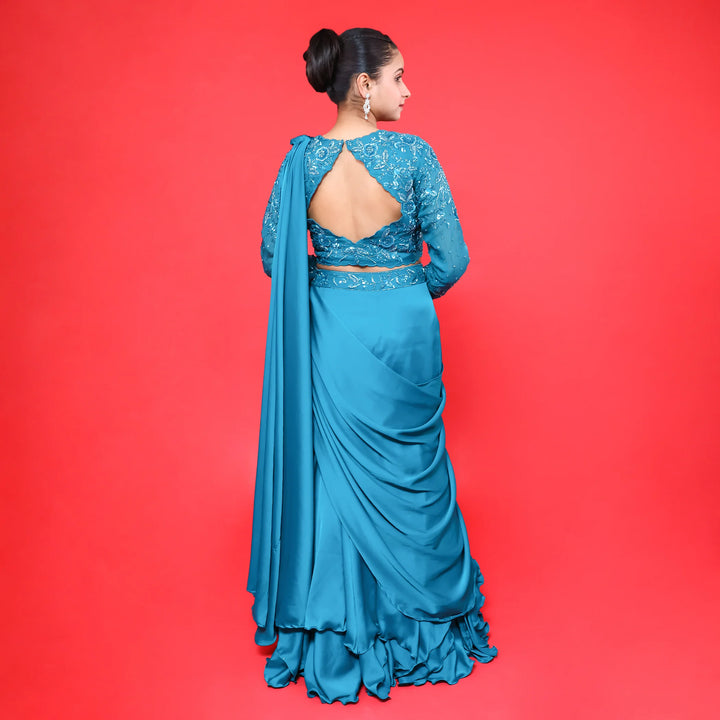 Fish cut lehenga with drape -Vastrachowk