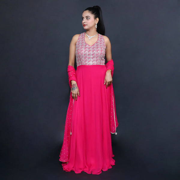 Halter Neck Anarkali Suit- Vastrachowk