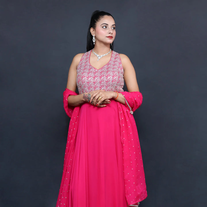 Halter Neck Anarkali Suit- Vastrachowk