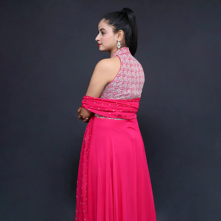 Halter Neck Anarkali Suit- Vastrachowk