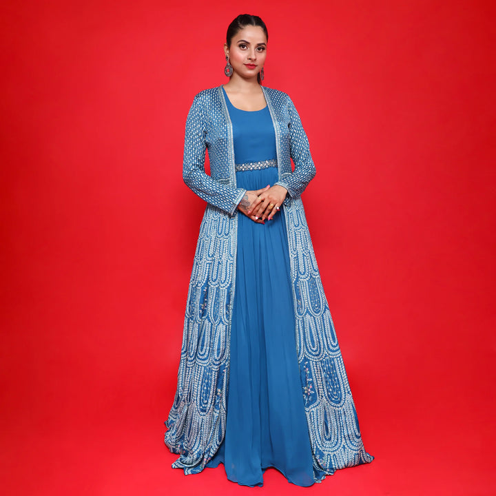 Indo western gown with jacket for womens vastrachowk