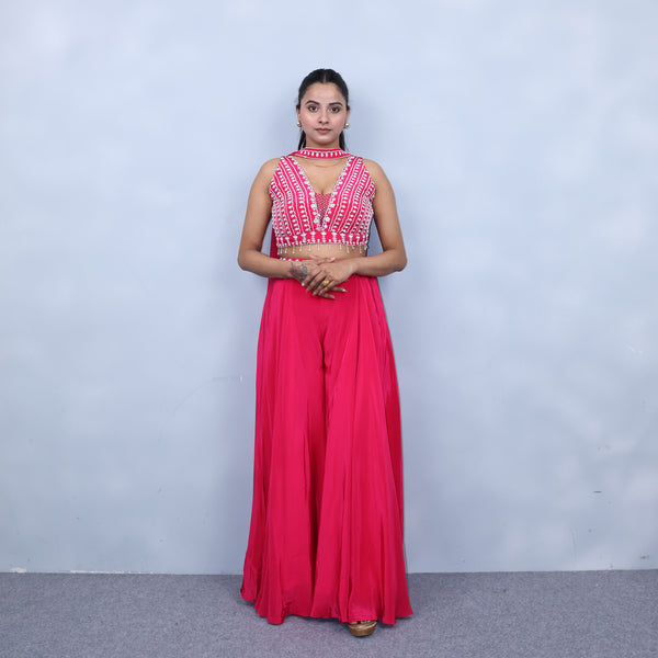 Crop top with choker dupatta