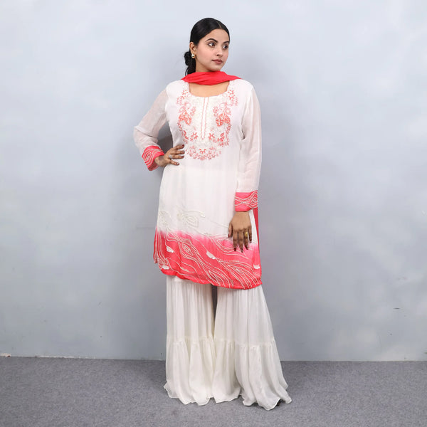 Elegant Ivory Sharara Suit with Dupatta