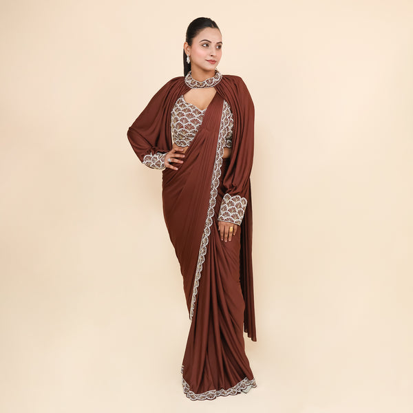 Western Drape Saree with Bell Sleeves