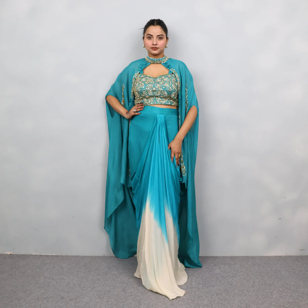 Crop Top Dhoti Skirt